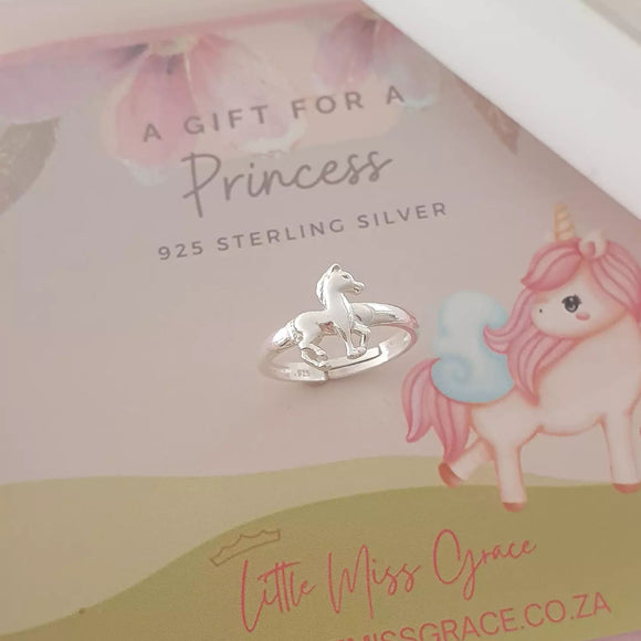 Children's silver horse ring