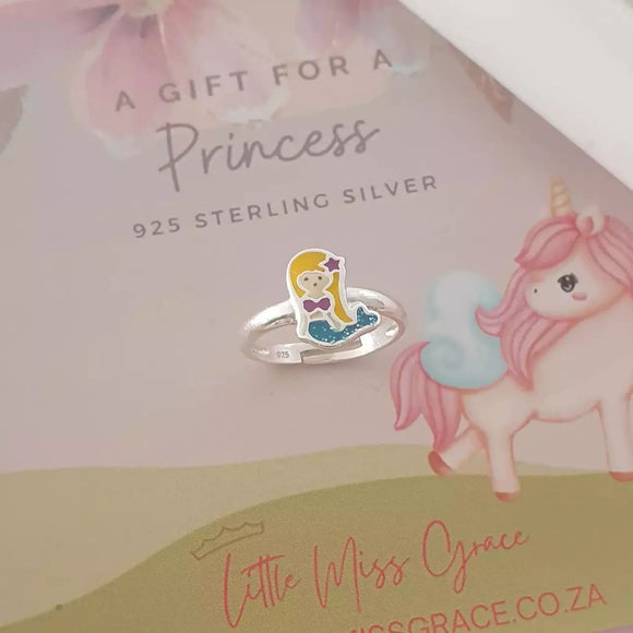 Silver mermaid ring for kids