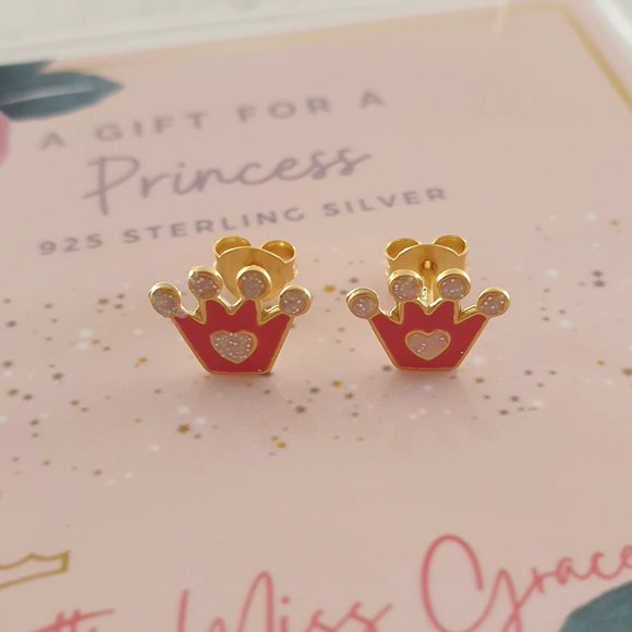 children's gold crown earrings