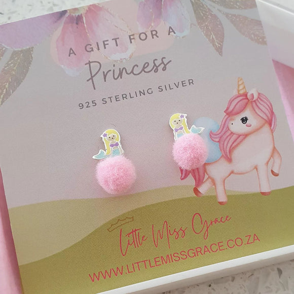 children's silver mermaid earrings