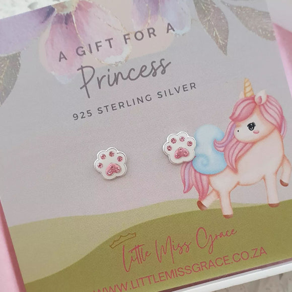 Paw print earrings for children