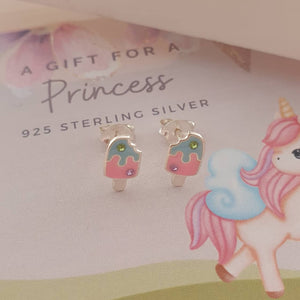 children's silver ice cream earrings