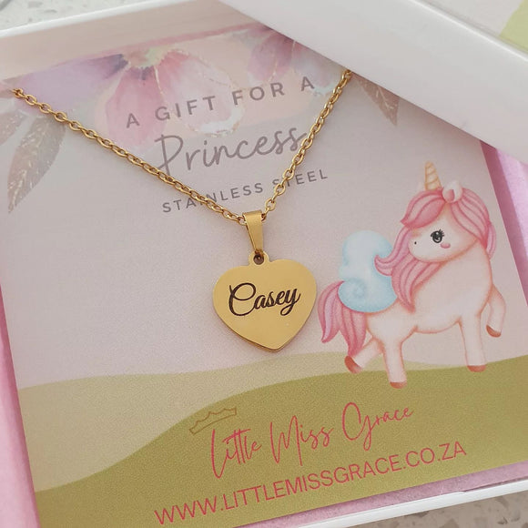 Kids personalized heart necklace