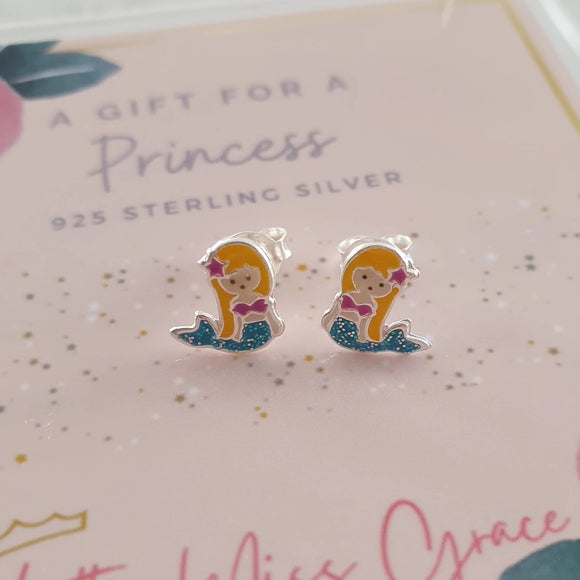 Silver children's mermaid earrings