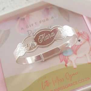 silver baby bangle personalized