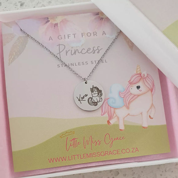 Children's personalized unicorn necklace