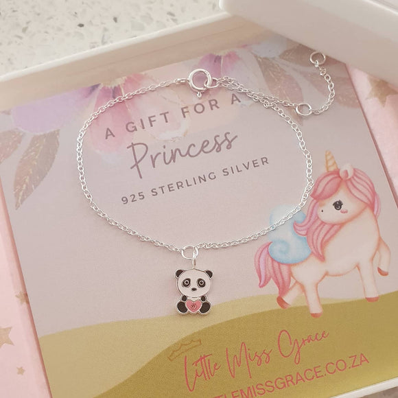 Silver panda bear bracelet