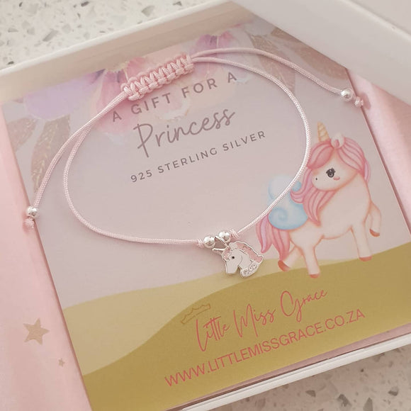 Children's silver unicorn bracelet