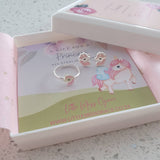 SET9 - 925 Sterling Silver Children's Unicorn Earrings and Ring, Adjustable Size age 3-10 years